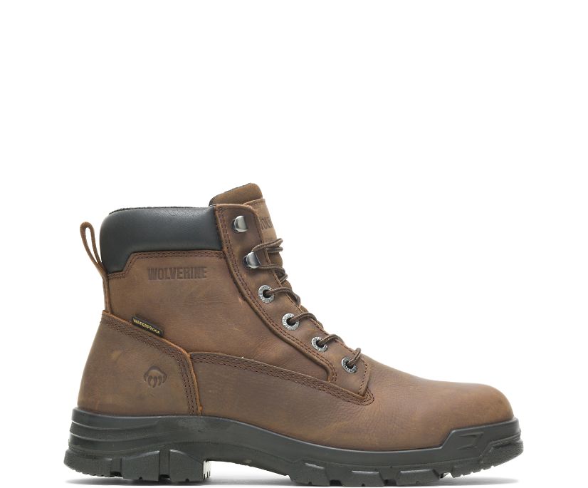 Bottes Wolverine Chainhand Steel-Toe Waterproof 6" Homme - Marron (WZU381295)